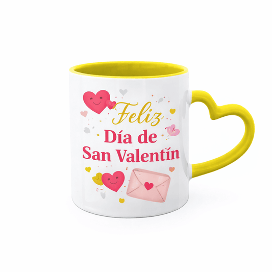 Taza con Asa en Forma de Corazón Personalizada